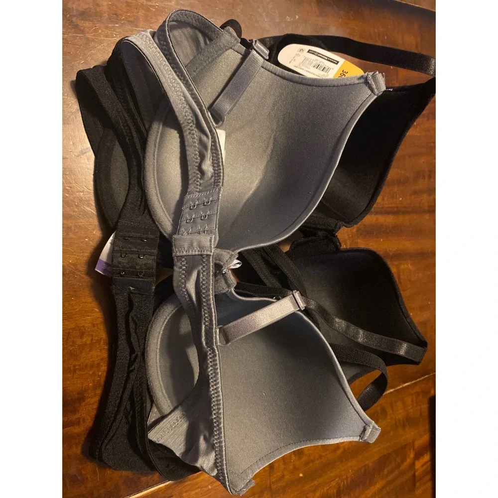 Secret Treasures Womens 3 Pack T-Shirt Bras 36C Black Grey Tailored Heather New